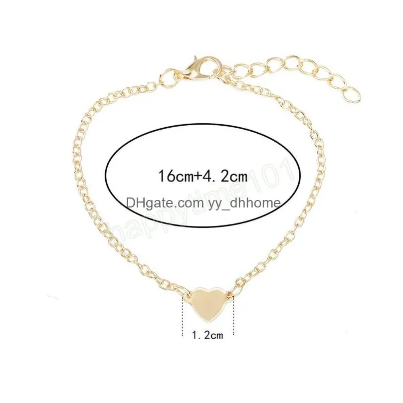 charming heart bracelets bangles for women girls gold silver color metal bracelets statement 2022 fashion jewelry