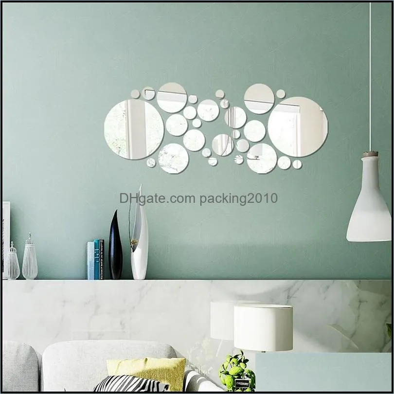 acrylic home decor wall stick porch living room mirror stickers big small circle bedroom tiles decal corridor art decorate new 4 6hy