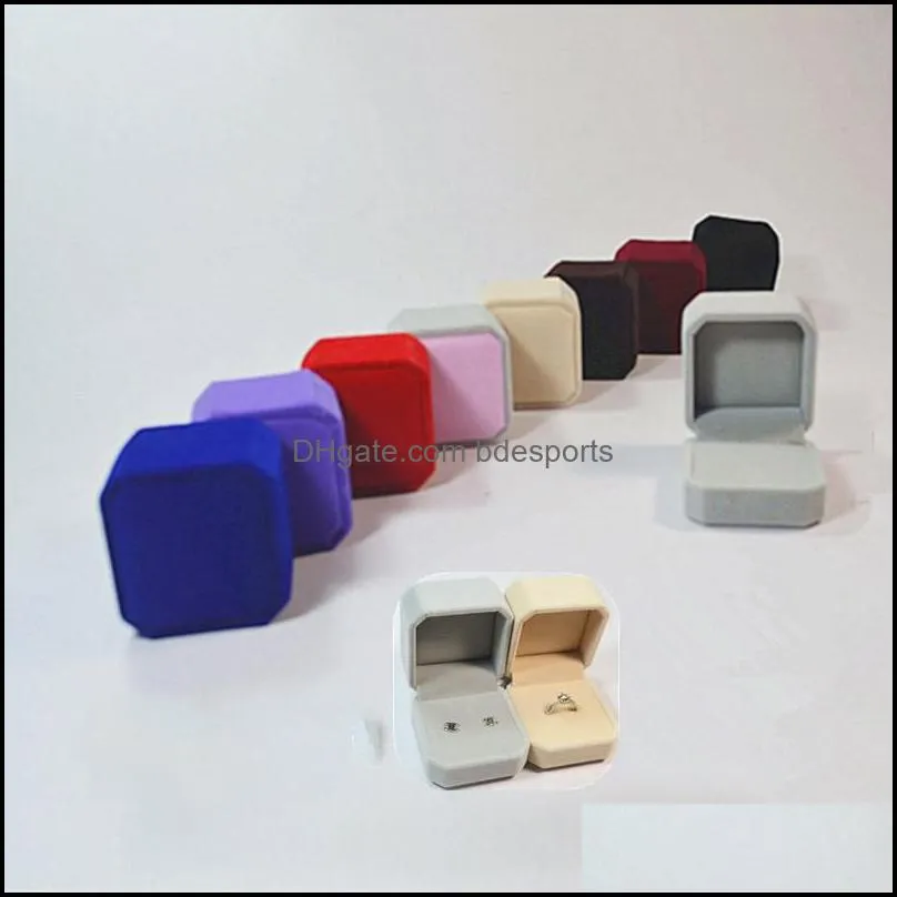 4x5x5.5cm high quality jewellery cases flocking plastic solid color rings boxes valentines day party gift wrap 1 96cs e1
