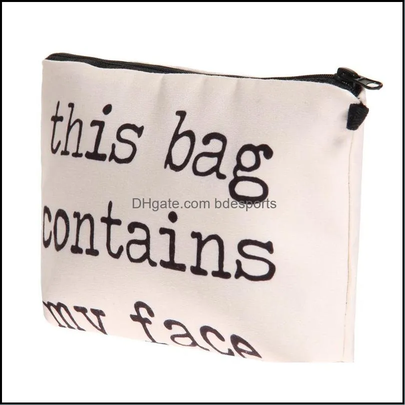3d printed letters cosmetic bags this bag contains my face toiletry bag girl women makeup pouch gift bag 91 g2