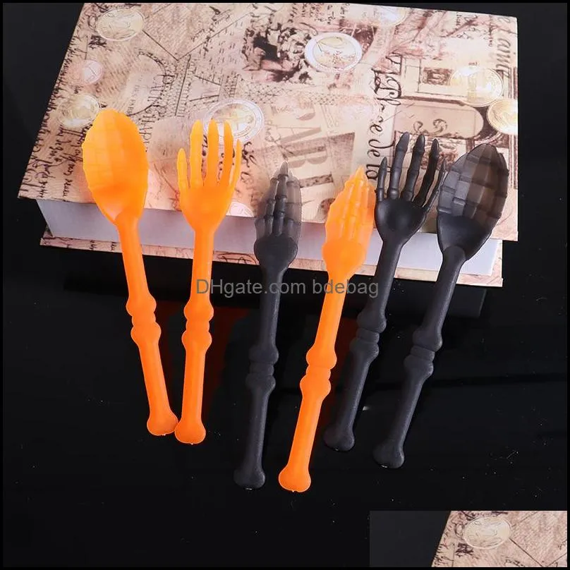 halloween tableware set toys favor originality ornament knife fork spoon dinnerware suit prop toy with orange color 3jh j1