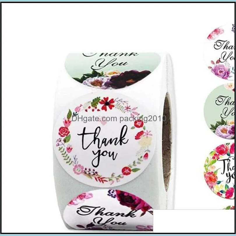 circular sticker thank you stickers gift label self adhesive color of flowers festival decorate stationery 500pcs hotsale 2 2jk d2