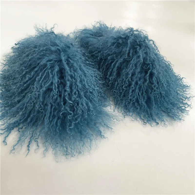 autumn new designer long hair sheep fur slides fashion mongolian slippers for popular