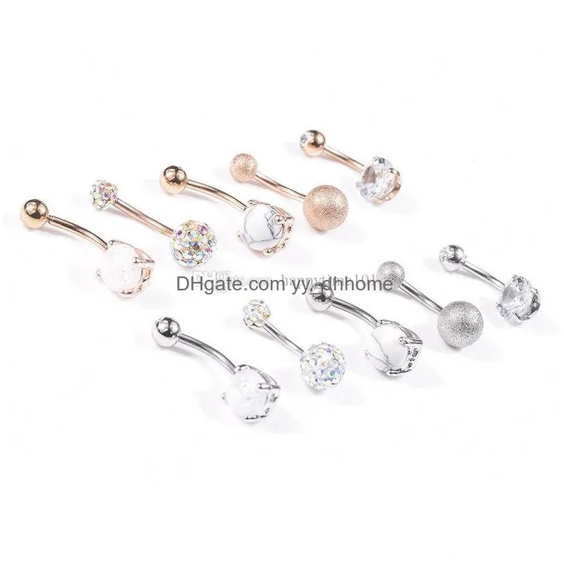 2019 est 2 colors stainless steel belly button rings for women girls navel barbell body jewelry piercing