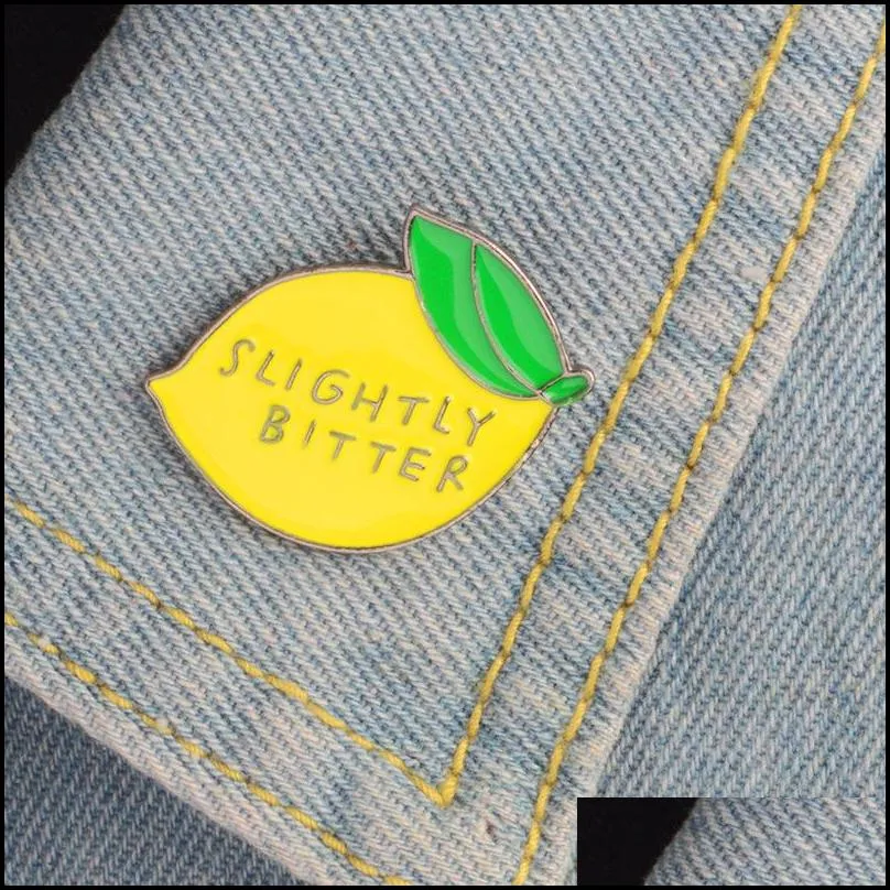 enamel pins brooches yellow lemon fruit badge letter design cute brooch jewelry 1484 e3