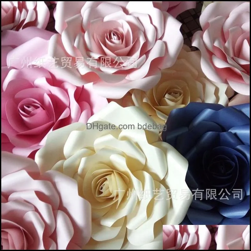 thickening paper flower wedding ceremony decoration huge rose 3d display window manual flowers party supplies novelty gift 26zy3 ii kk