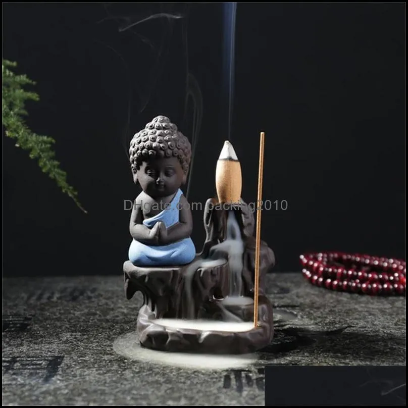 ceramics backflow incense burner purple sand buddha mountains rivers aromatherapy oven home furnishing office 10hs j2