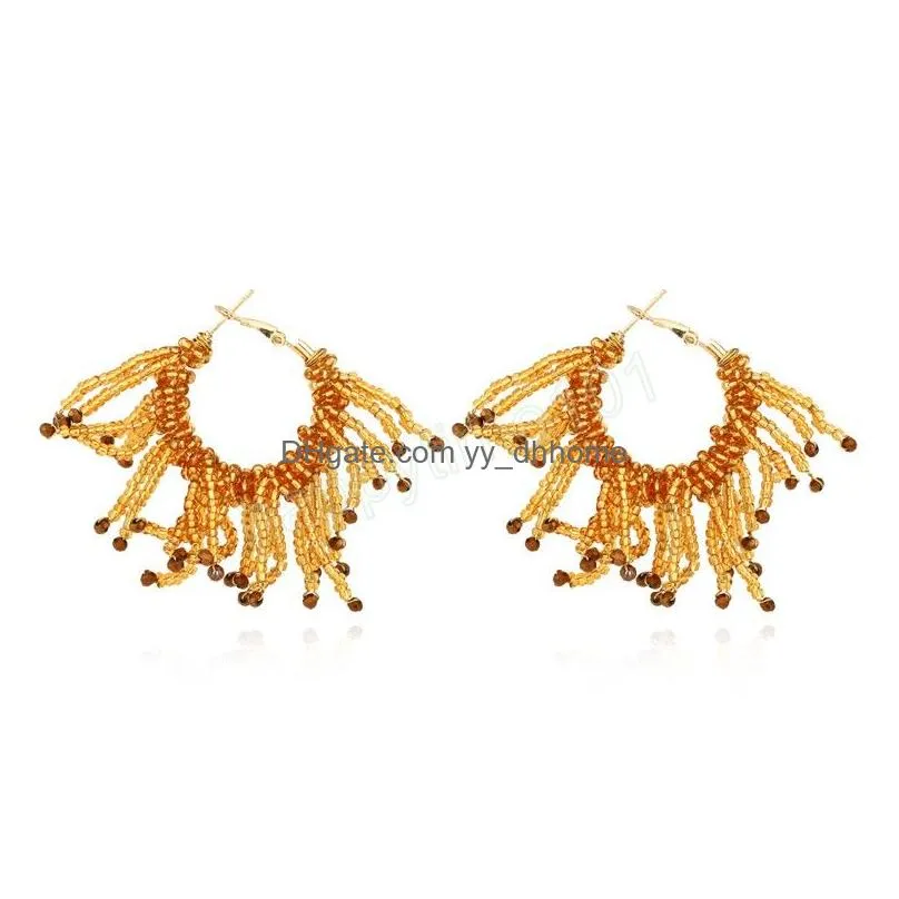 bohemia vintage resin beads statement dangle earrings for women handmade hoop earrings ethnic jewelry wholesale