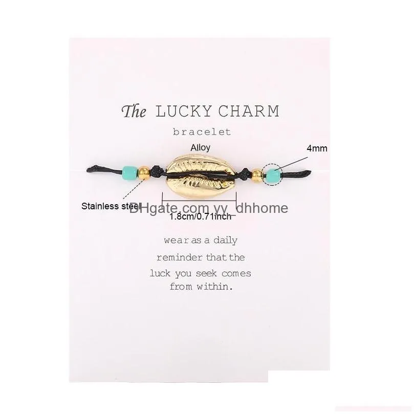 2020 shell alloy bracelet adjustable colorful string rope bracelets gold charm bracelet family couple gift jewelry wholesale