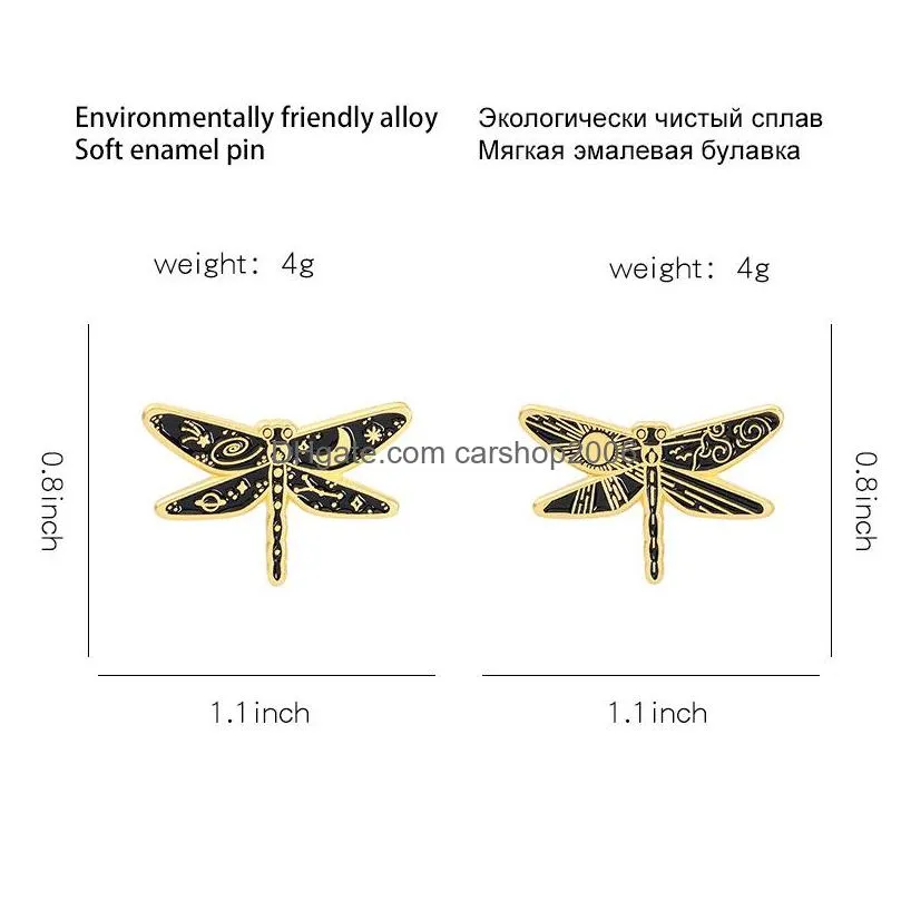 personality animal dragonfly brooches for women sun moon pins brooch party enamel badge gold plated fashion creative jewelry gift