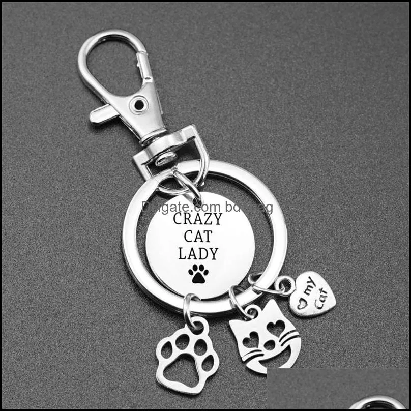 stainless steel keys buckle key chains crazy cat lady claw ring women fashion love decorative 7 99ml uu