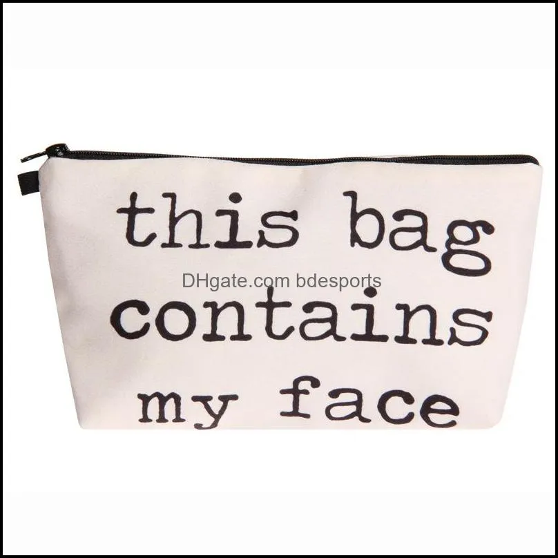 3d printed letters cosmetic bags this bag contains my face toiletry bag girl women makeup pouch gift bag 91 g2