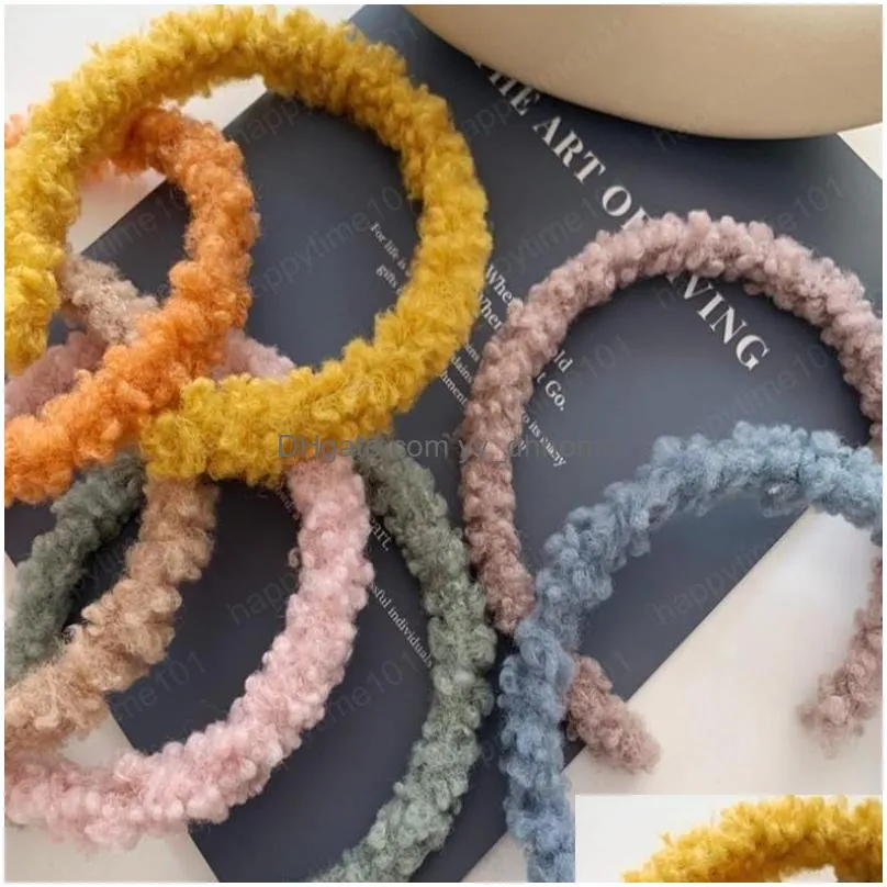 fashion women candy color plush lamb thin hairband sweet headband hair hoop headwear girls hair bands hair accessories