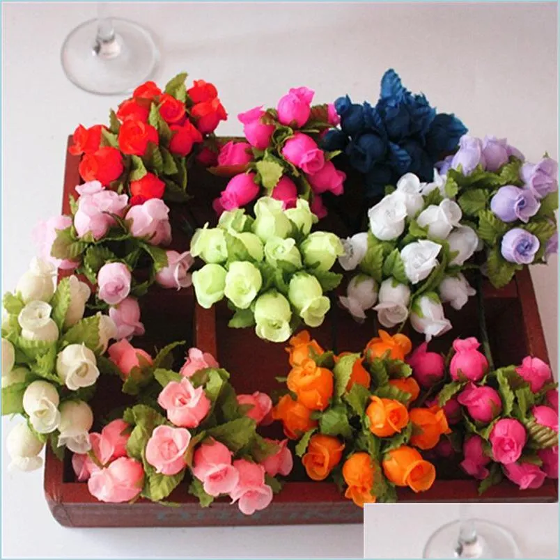 handmade mini silk rose bouquet artificial flower wedding decoration diy wreath clip art fake flowers decoration 20220221 q2