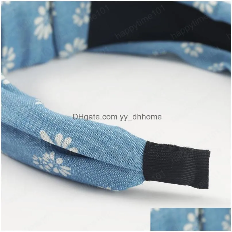 2021 fashion white daisy printed fabric headbands simple elegant temperament wind headband hair accessories
