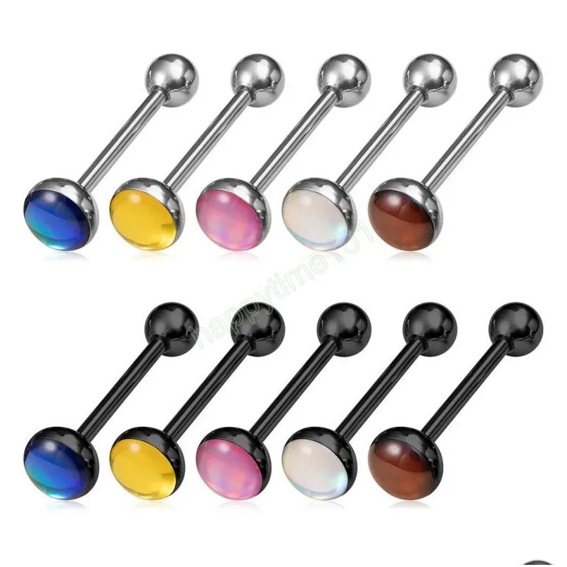 colorful tongue piercing barbell stud tongue ring bar surgical steel punk women body jewelry reflective discoloration