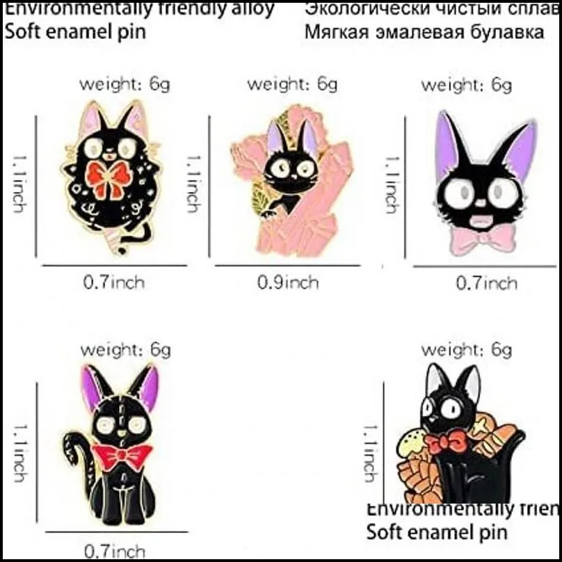 black cat jiji enamel pins cartoon movie brooches custom animal badge for bag hat clothes lapel pin collar jewelry gift kids 1471 d3