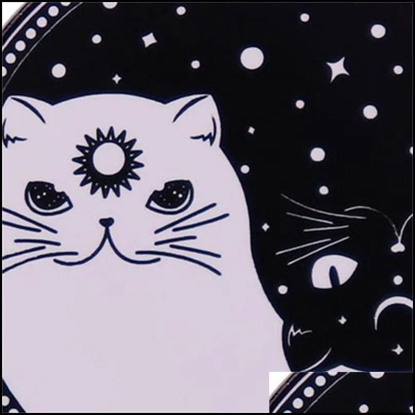 cute cats ename pins celestial yin yang black white cat brooch animal badge pin jewelry 604 h1