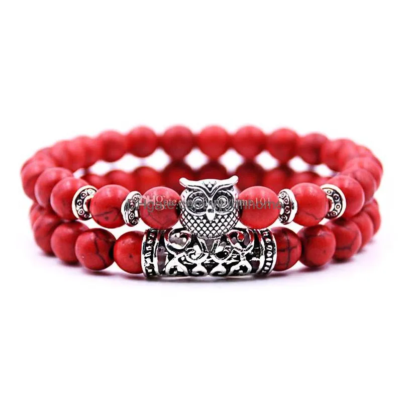  design natural stone animal owl creative yoga bangle bracelet women and men charm bracelet fashion accessories 11 styles