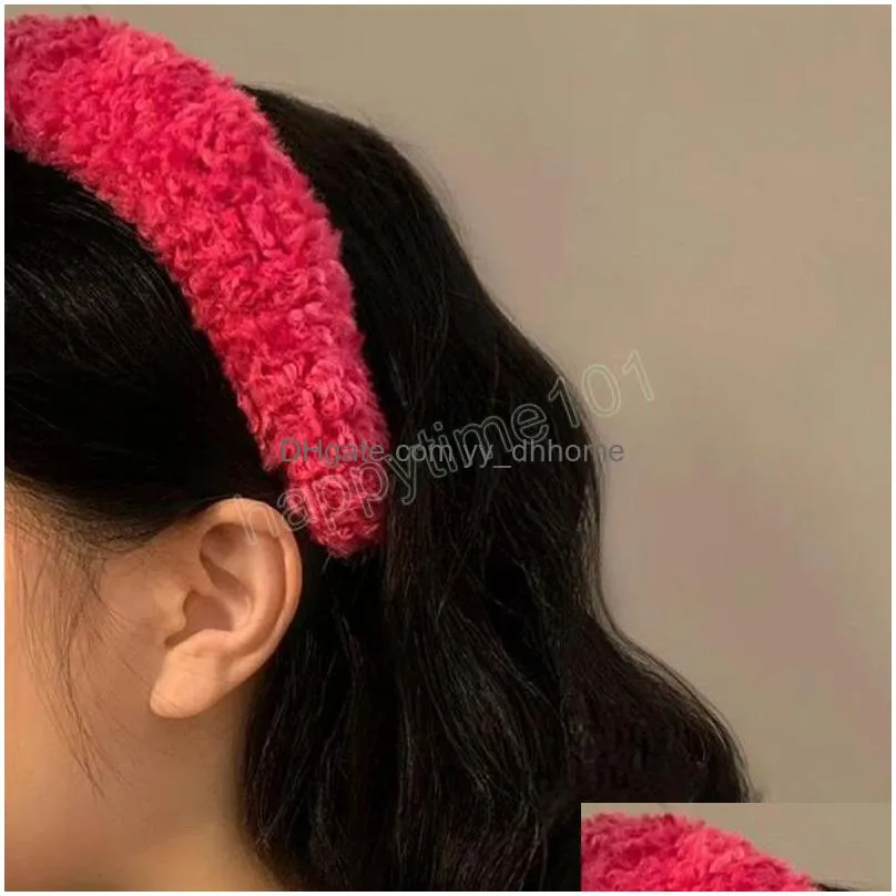 fashion winter headbands hair accessories for women warm soft plush turban candy color headband hairband