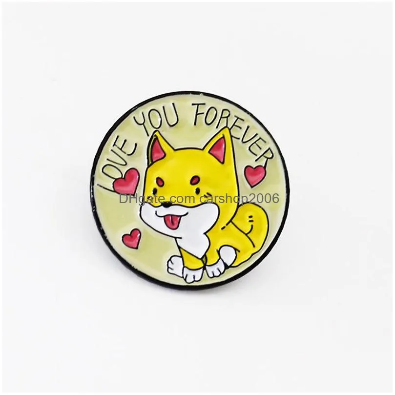 round shaped cartoon cat gift brooches set 6pcs funny animal letter lapel pins cat paw enamel paint badges pin couple friend jewelry clothes