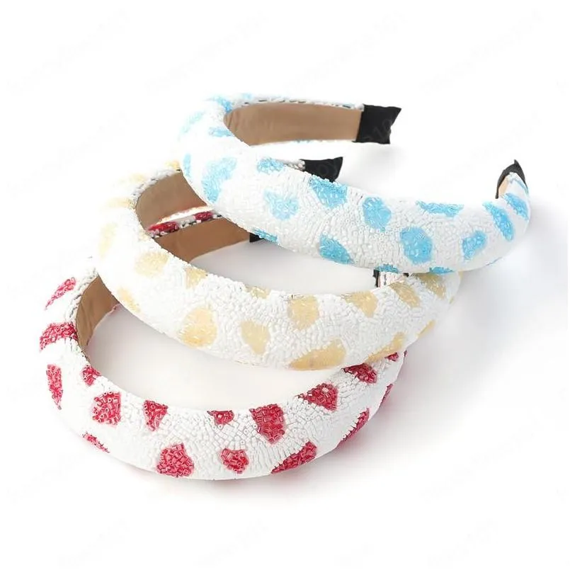 fashion and creative glass tube spotted pattern sponge headband soft and widebrimmed girl head hair accessories