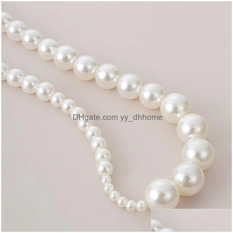 asymmetries size imitation pearl necklaces ethnic style clavicle chain women dress fashion gold beaded necklace jewelry