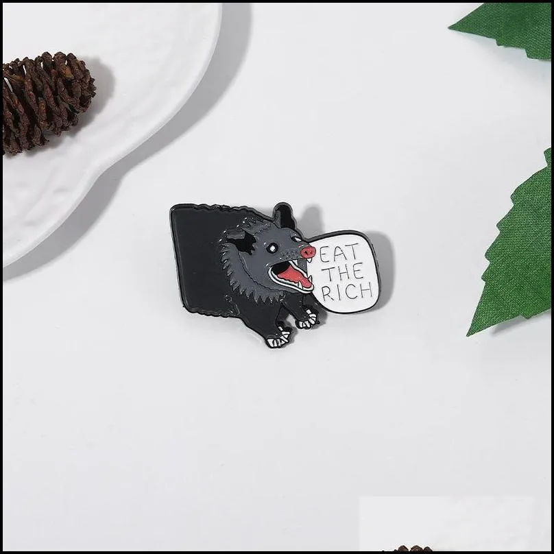 enamel brooches pins pig eat the rich lapel badges animal quotes brooch jewelry 1478 e3