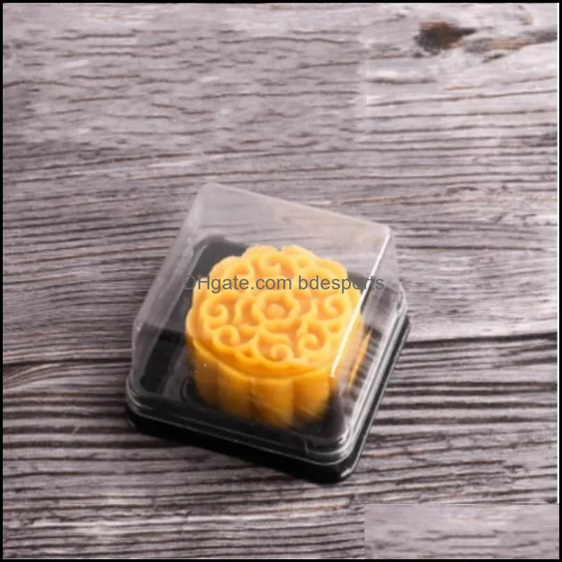50g moon cake trays moon cake packaging boxes gold black plastic bottom transparent cover 176 g2