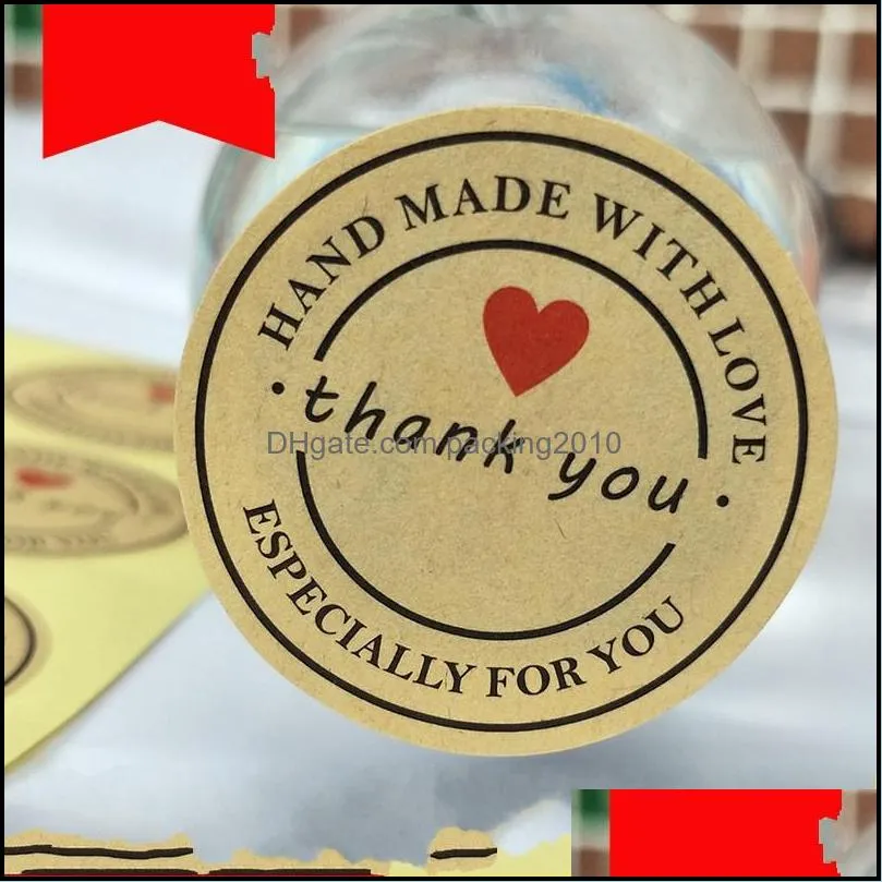cowhide sealer sticker thank you stickers hands made with love hand make take out package label 0 17xy d2