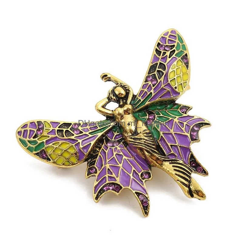 large size imitation butterfly brooches for women 15 pcs set alloy crystal diamond highgrade handmade pin vintage fashion goldplated badge clothing