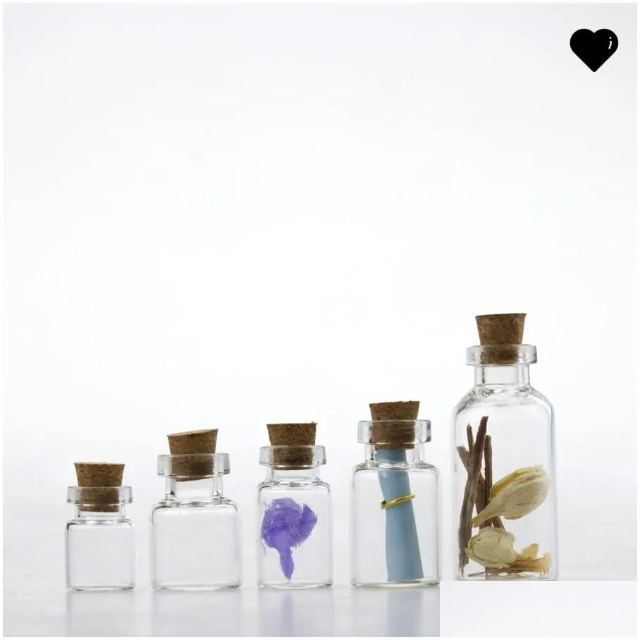 100 pcs small glass jars cute mini wishing cork stopper glass bottles vials containers 0.5ml 1ml 457 n2
