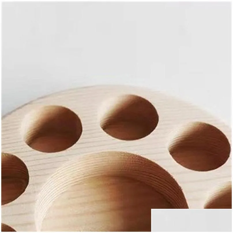 log color one layer stand rack circular shelf natural wooden display  oil organizer holder multiaperture customized 9bq b2