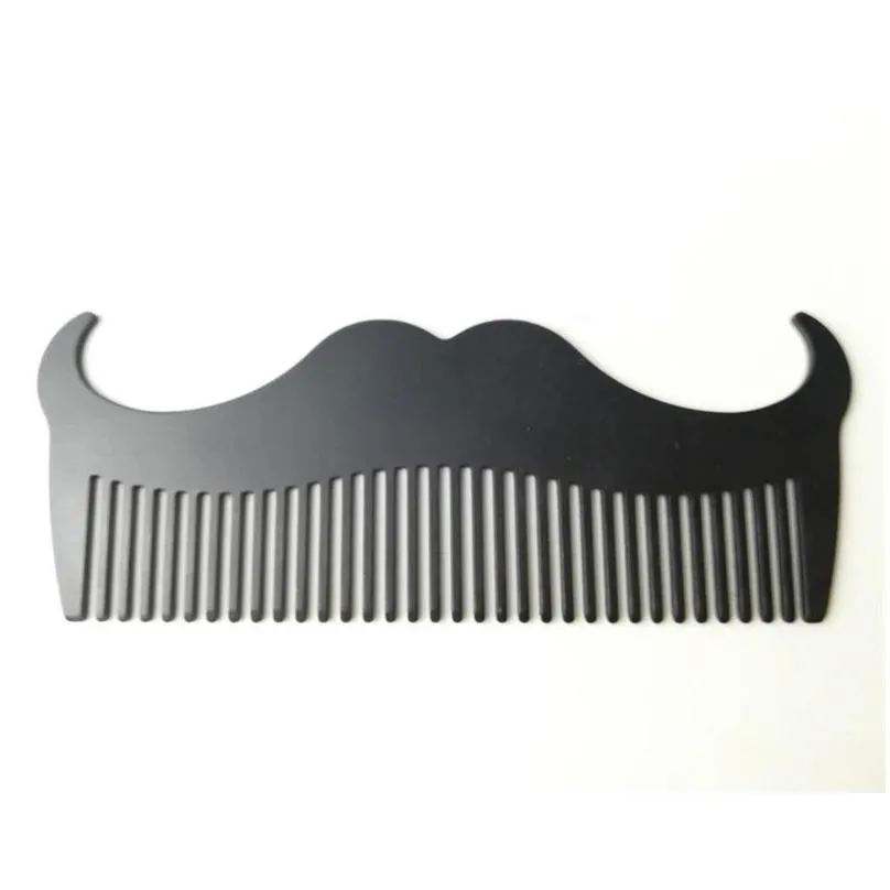 stainless steel whisker combs goat horn shape solid color beard brush male comb wash bathroom accessories outdoor travel portable 4 5qd