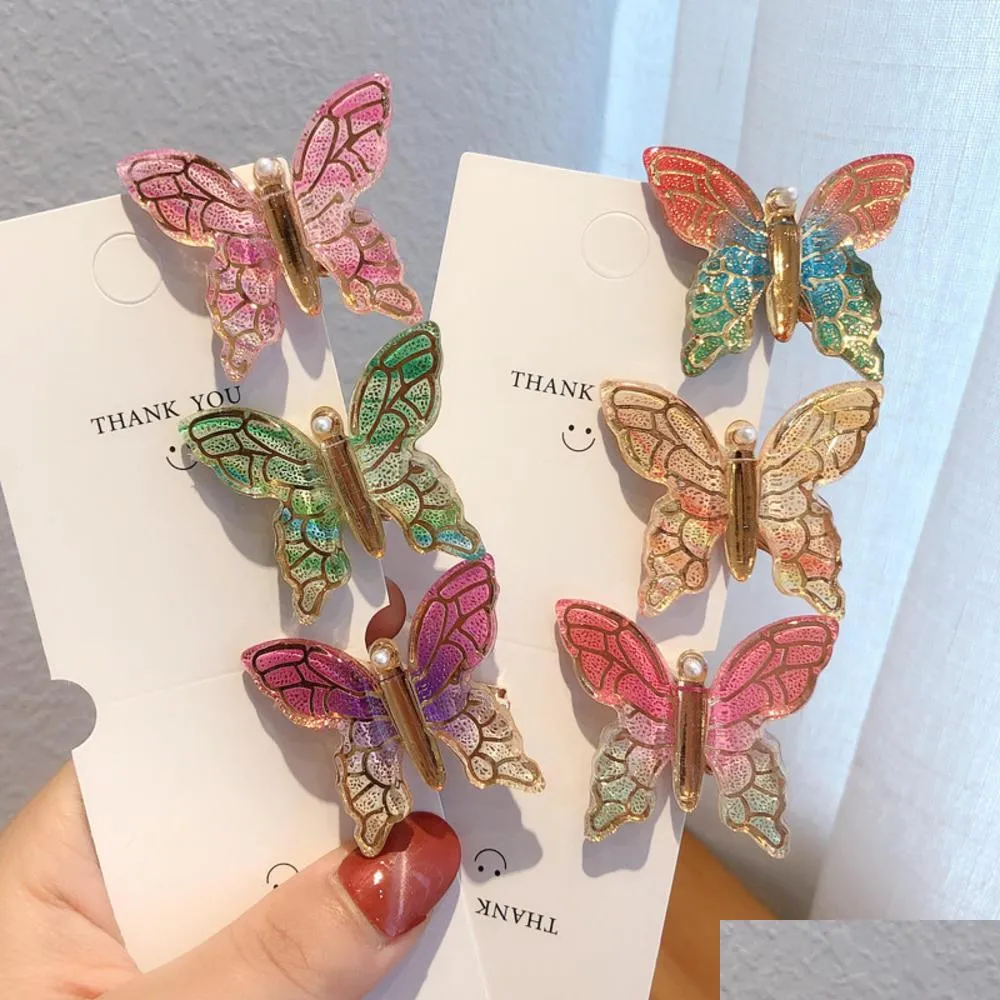 butterfly hair clips girls fashion colorful gradient women girls hairpins vintage gold silver haarspeldjes voor meisjes