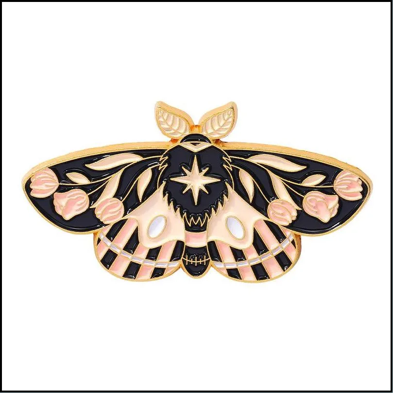 floral moth butterfly enamel pins custom insect brooches lapel badges gothic moon nature jewelry gift for kids friends 1433 d3