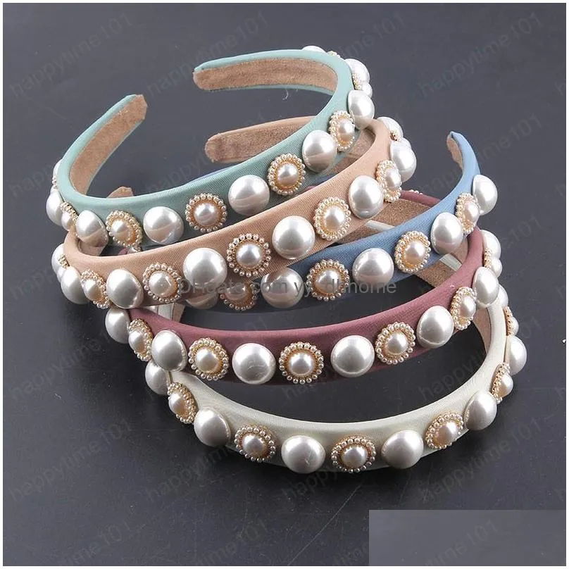 korean fashion milk silk pearl simple headbands ladies casual street hair raccessories