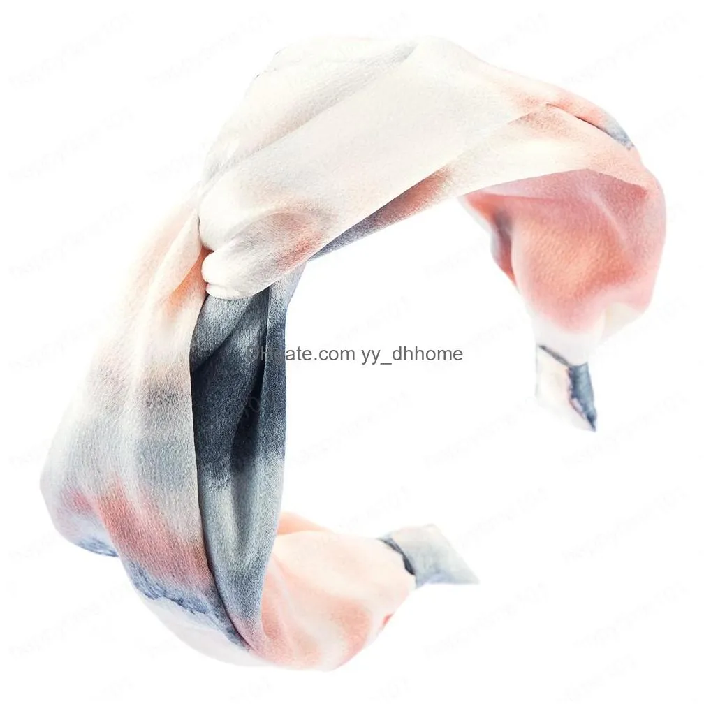 summer girl headband printing twist hairband bow knot cross tie chiffon cloth headwrap hair band hoop hair accessory