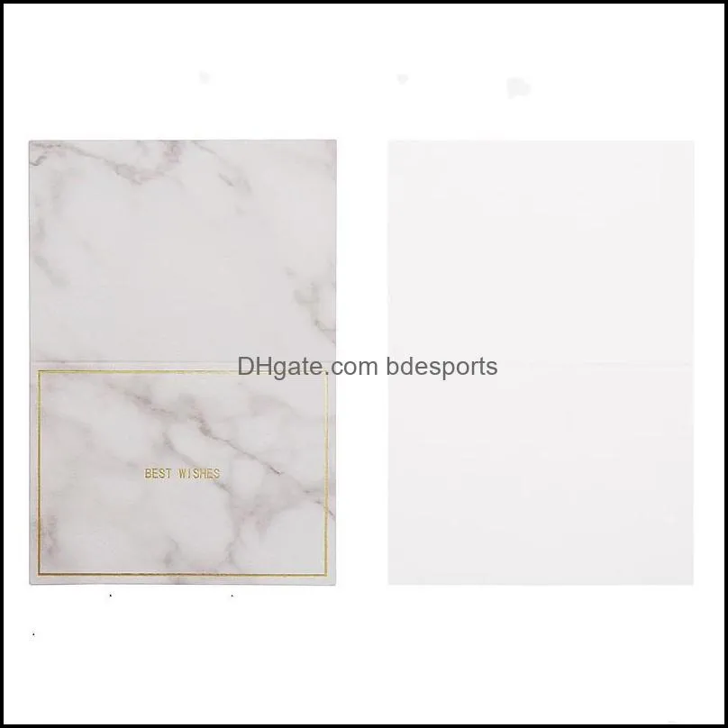 creative marble greeting card gilding handwriting small cards festival general purpose double fold specialty paper best wishs 0