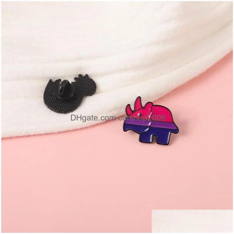 colorful dinosaur eggs brooches for women cartoon animal cute rhino enamel paint lapel pins funny badges denim shirt gift bag accessories collar