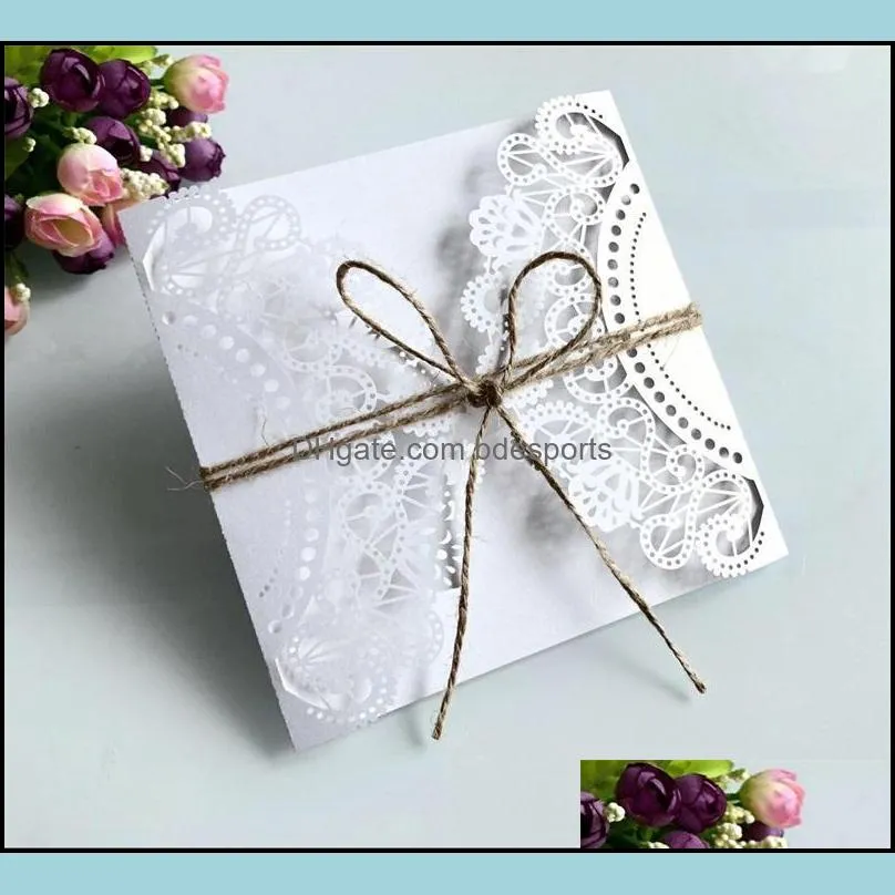 wedding decorate invitation card business greeting cards laser hollowing out kraft paper marry supplies matching rope creative 1 5hdc1