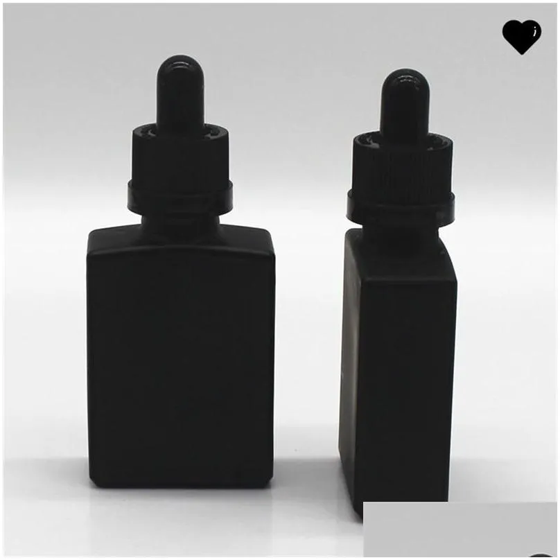 30ml black frosted glass liquid reagent pipette dropper bottles square  oil perfume bottle smoke oil e liquid bottles d 9 n2
