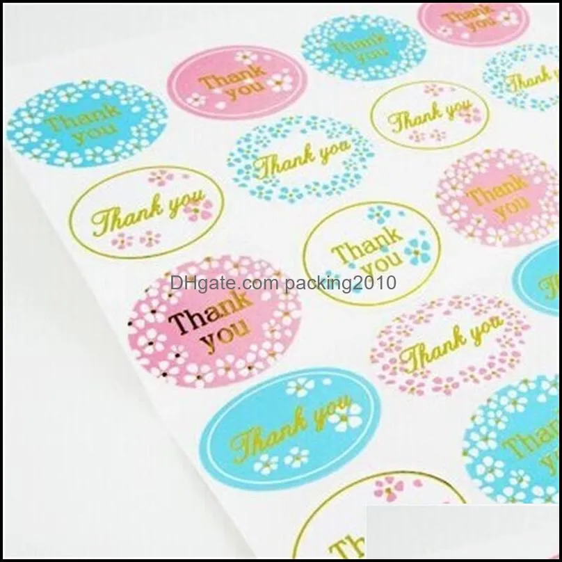 thank you gift packing sticker circular floral pattern label wrap stickers festival baking food gifts decor sticky paper 0 28nt