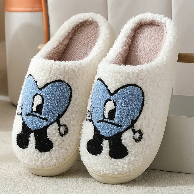 winter home warm women slippers fur cute bad bunny love indoor slippers ladies cotton female plush shoes nonslip floor slides women 39s slippers