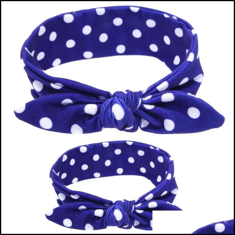 cute knot headbands spot grid mom baby rabbit ears headband bow headwear fashion kids birthday hair accessories gift drop shipping 2161