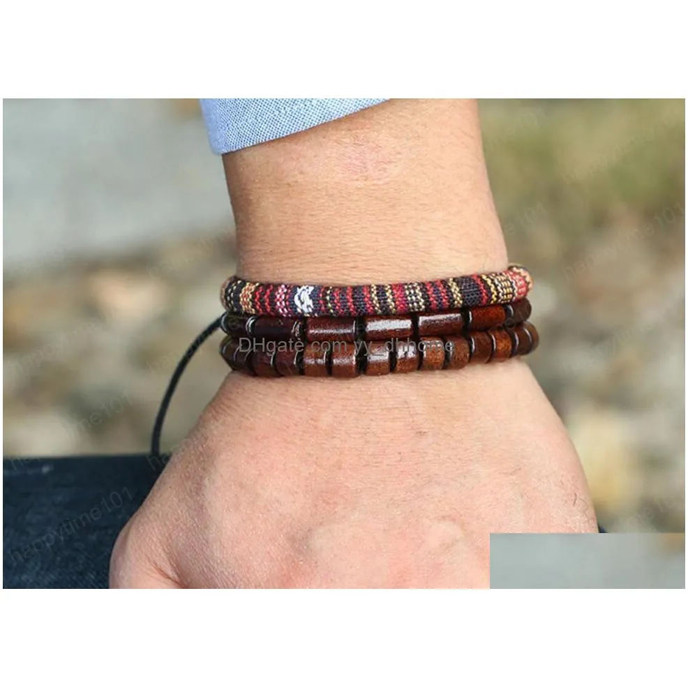 mans cowhide leather bracelet diy hand woven beading multilayer braid knitting combination suit bracelet size can be adjusted