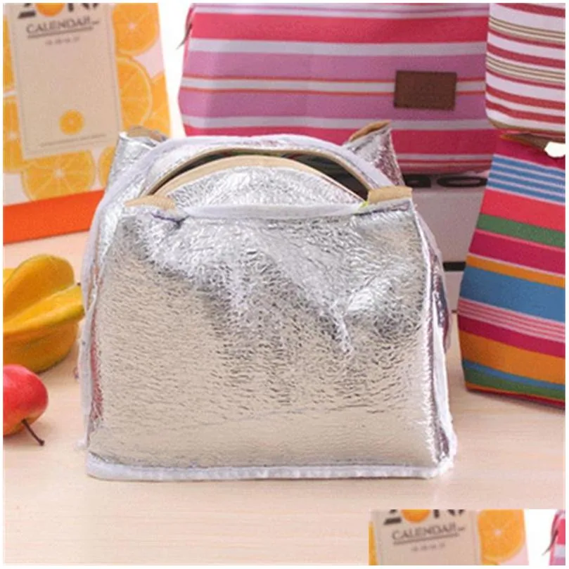 rainbow striped cold preservation thermal bag insulated coolers picnic bags with zipper waterproof large capacity 4 3qhh1
