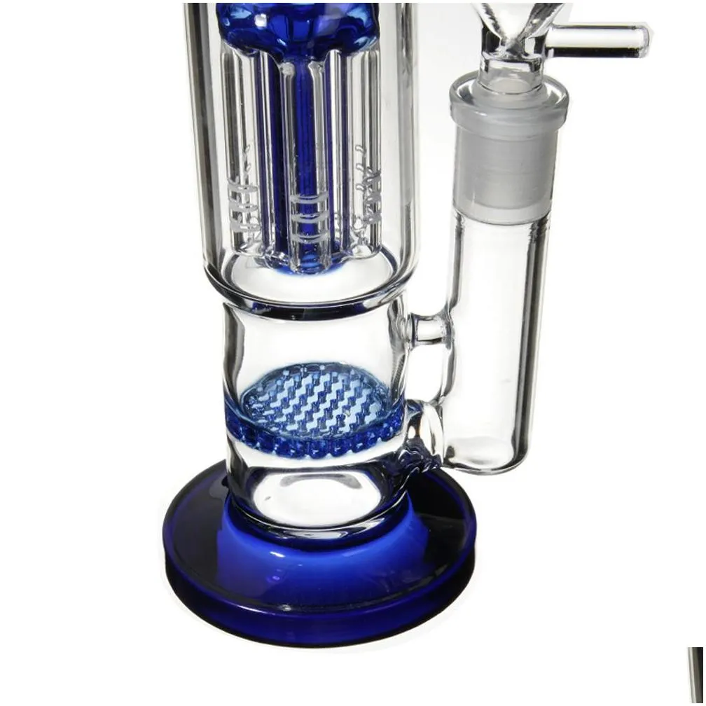 glass water pipes 10 inch tall hookahs bongs 6trees honeycomb percolate bong 14mm female with bowl dab rigs