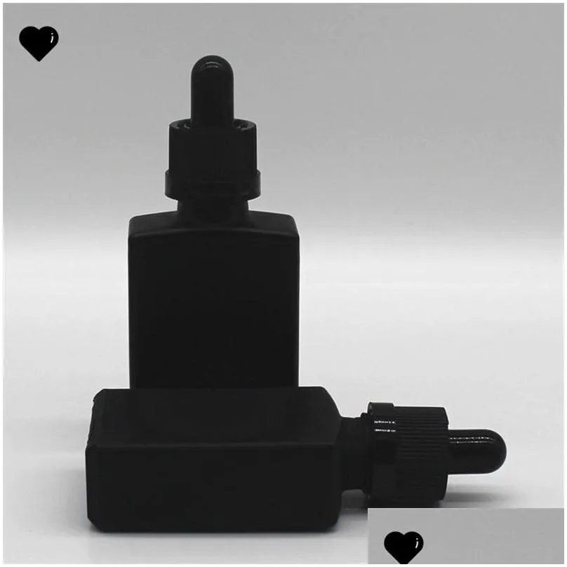 30ml black frosted glass liquid reagent pipette dropper bottles square  oil perfume bottle smoke oil e liquid bottles d 9 n2