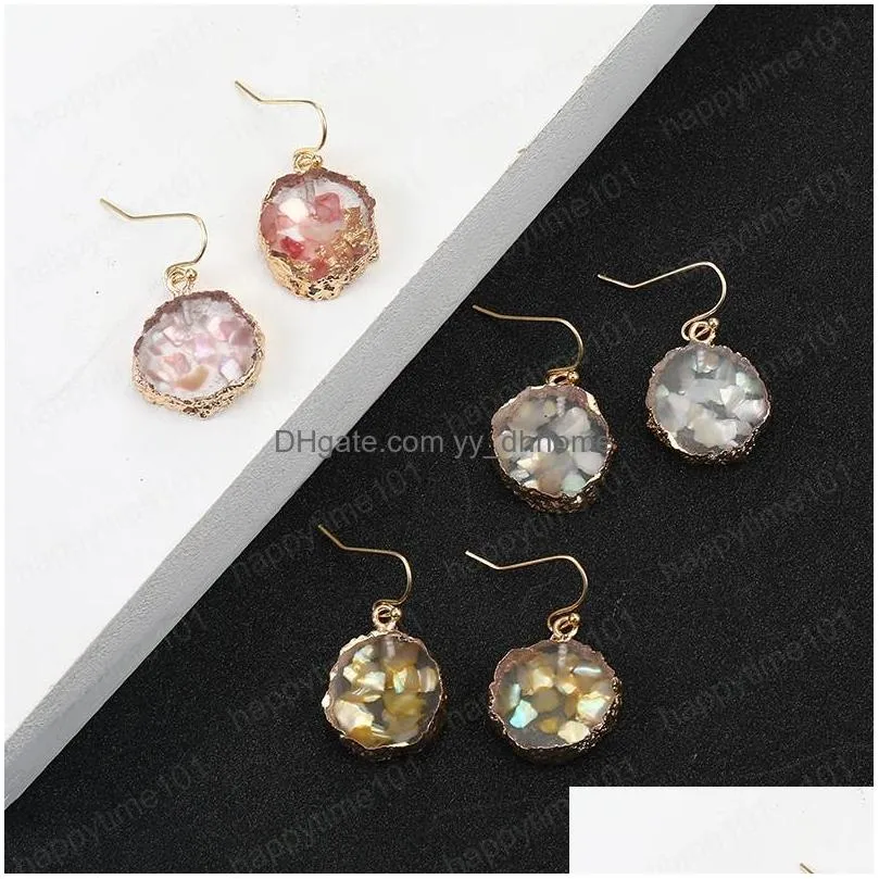 fashion round drop dangle blue resin earrings for women luxury shell charm earings boho jewelry aretes de mujer